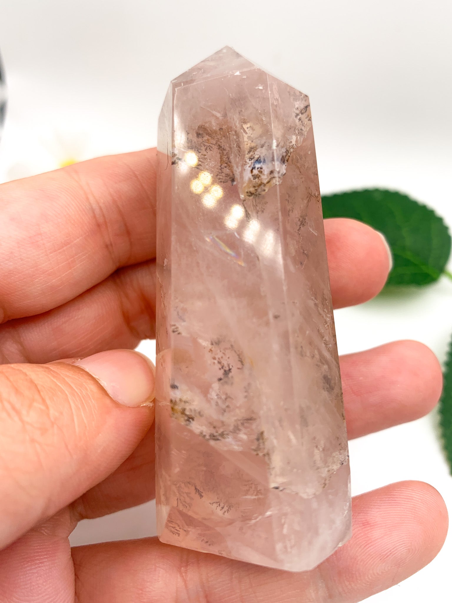 Dendritic Rose Quartz Tower (Collector's Piece) - Crystal Love Treasures