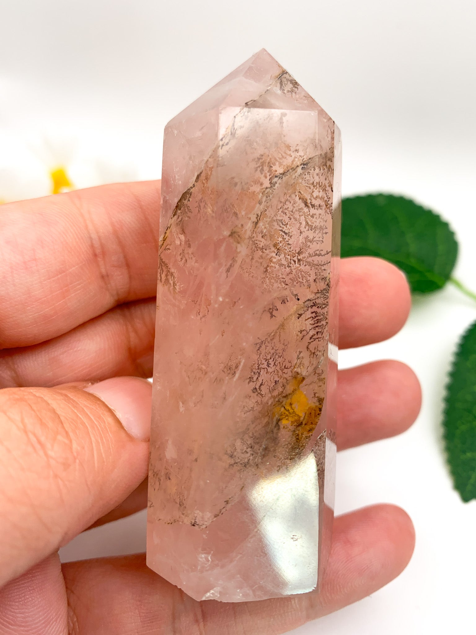 Dendritic Rose Quartz Tower (Collector's Piece) - Crystal Love Treasures