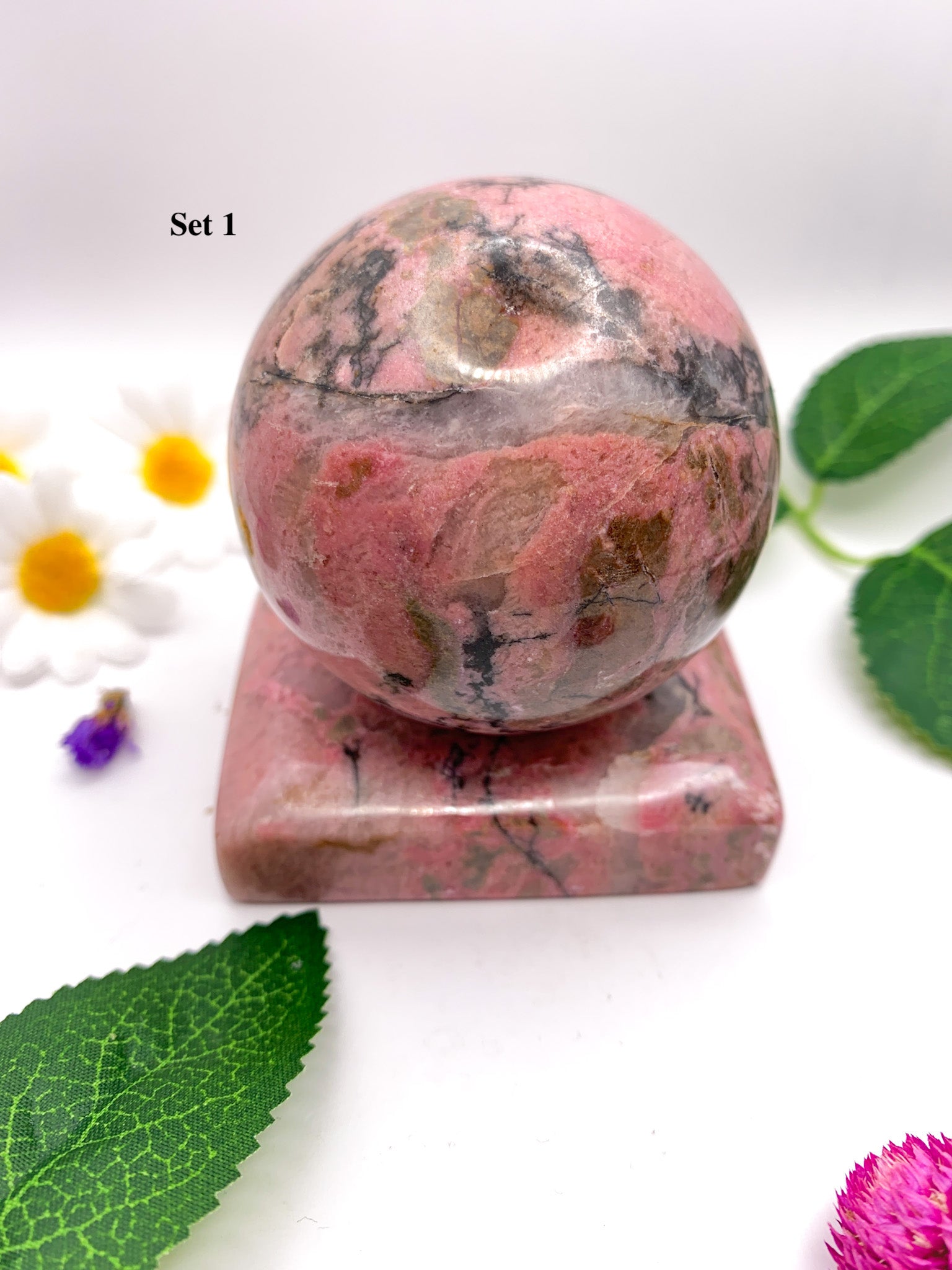 rhodonite sphere set