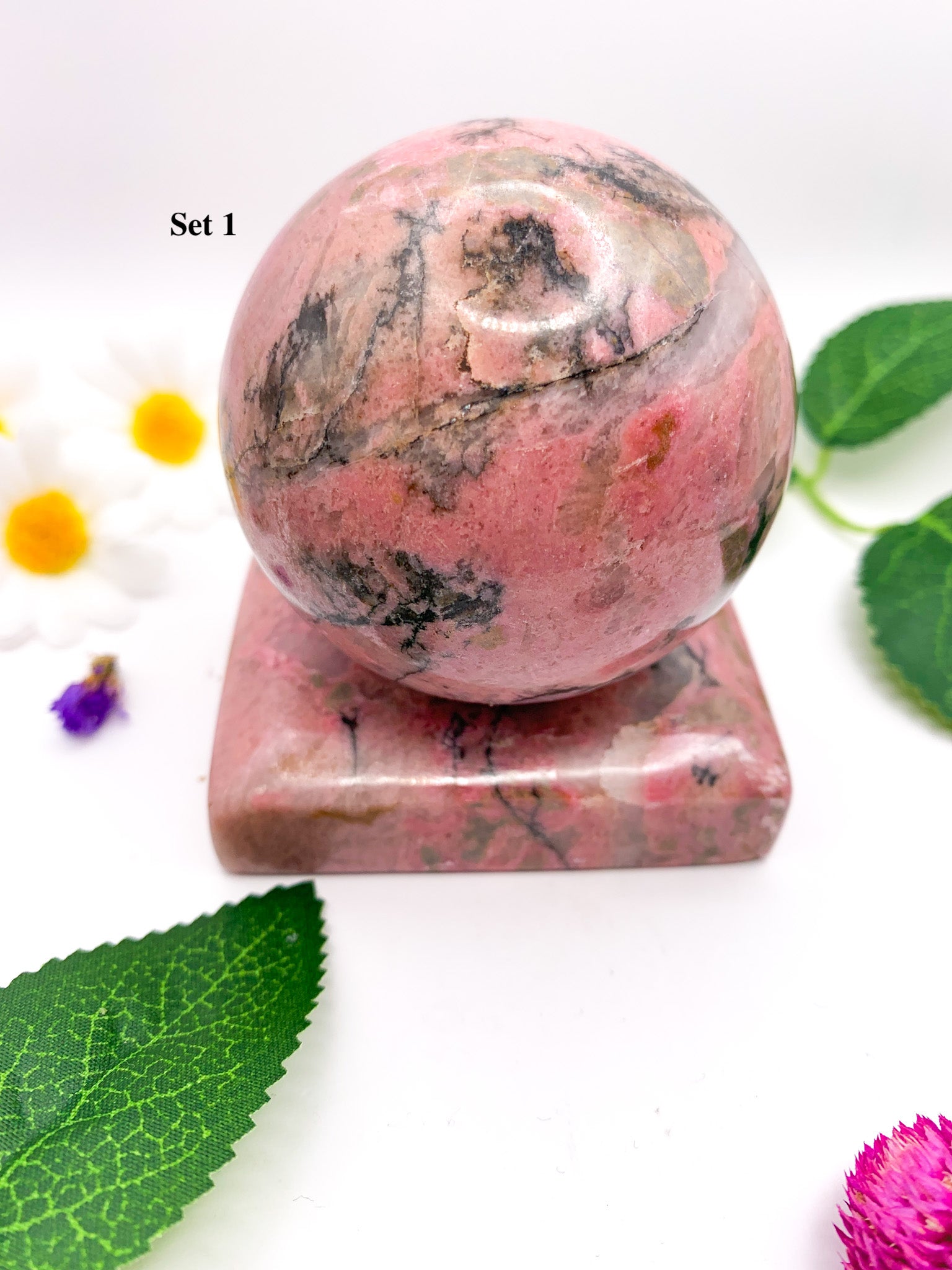 rhodonite sphere set