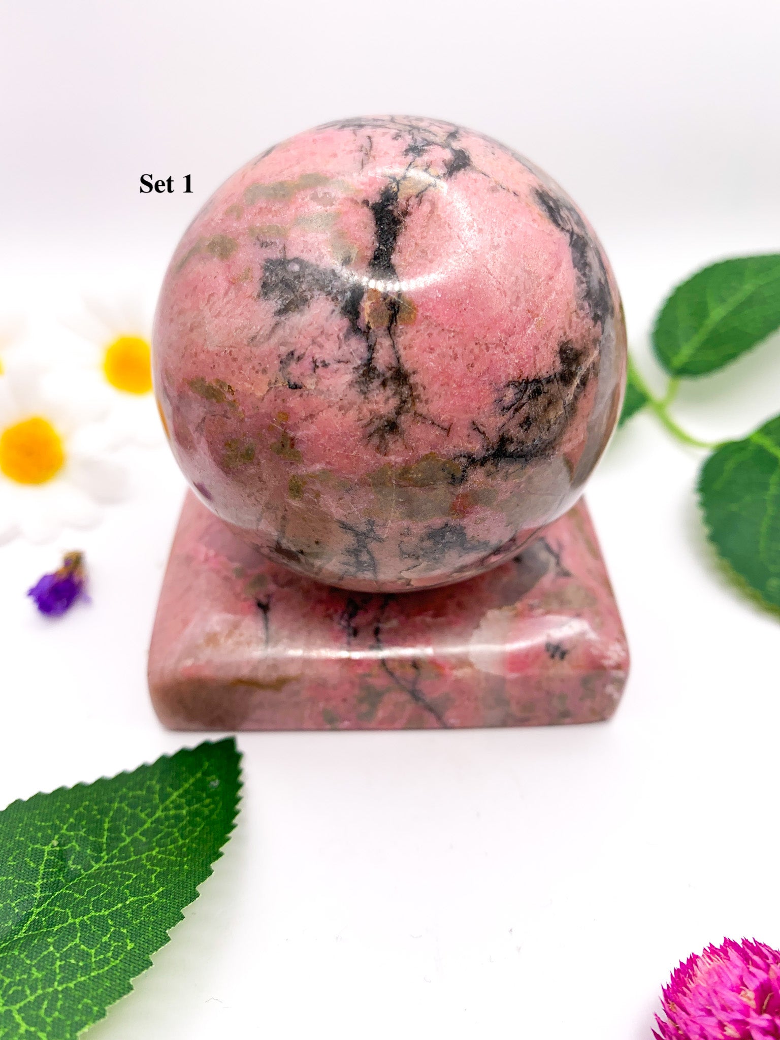 rhodonite sphere set