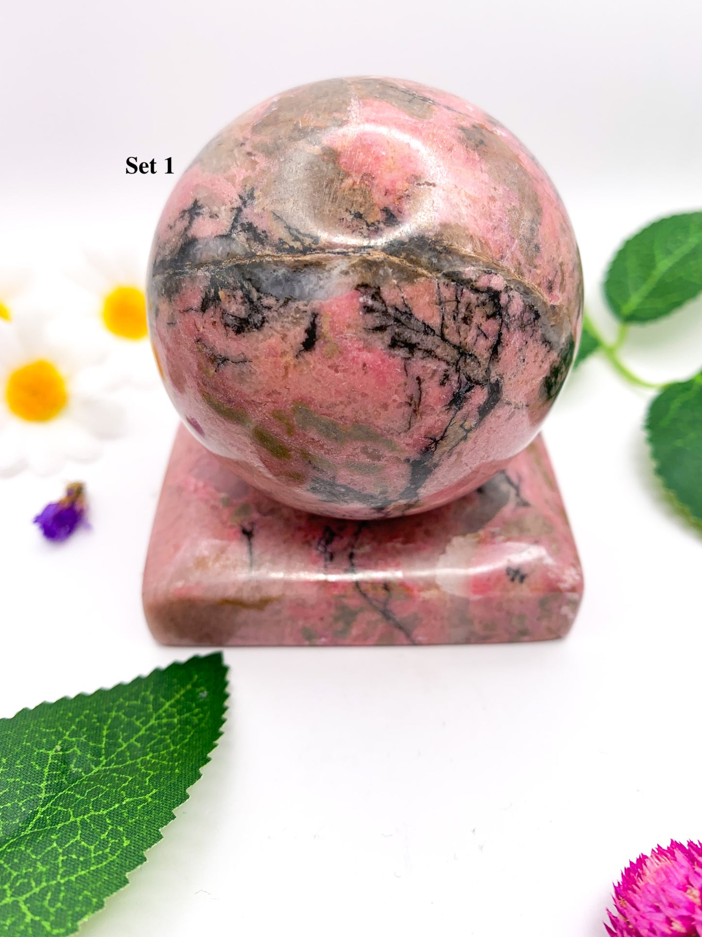 rhodonite sphere set