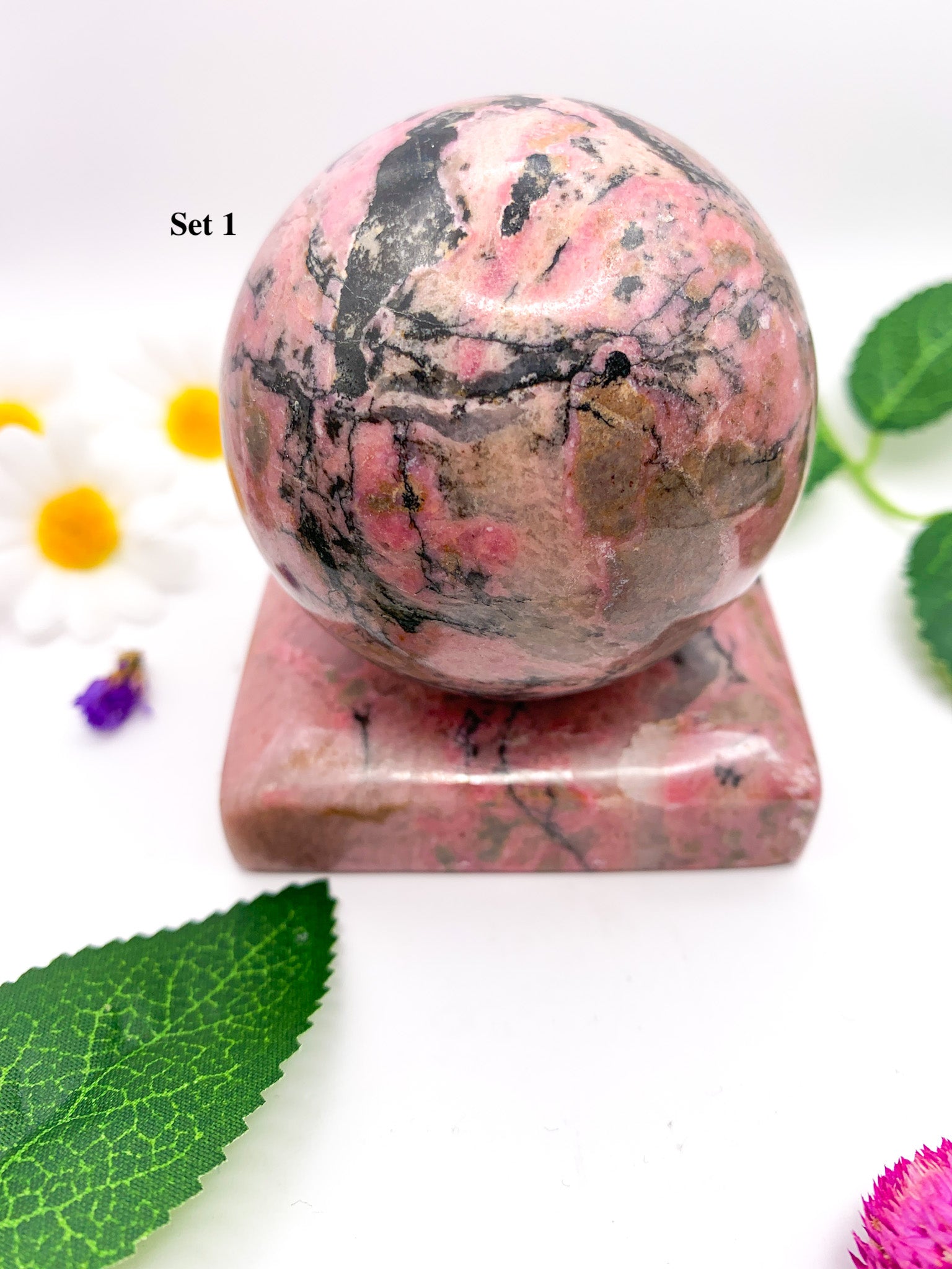 rhodonite sphere set