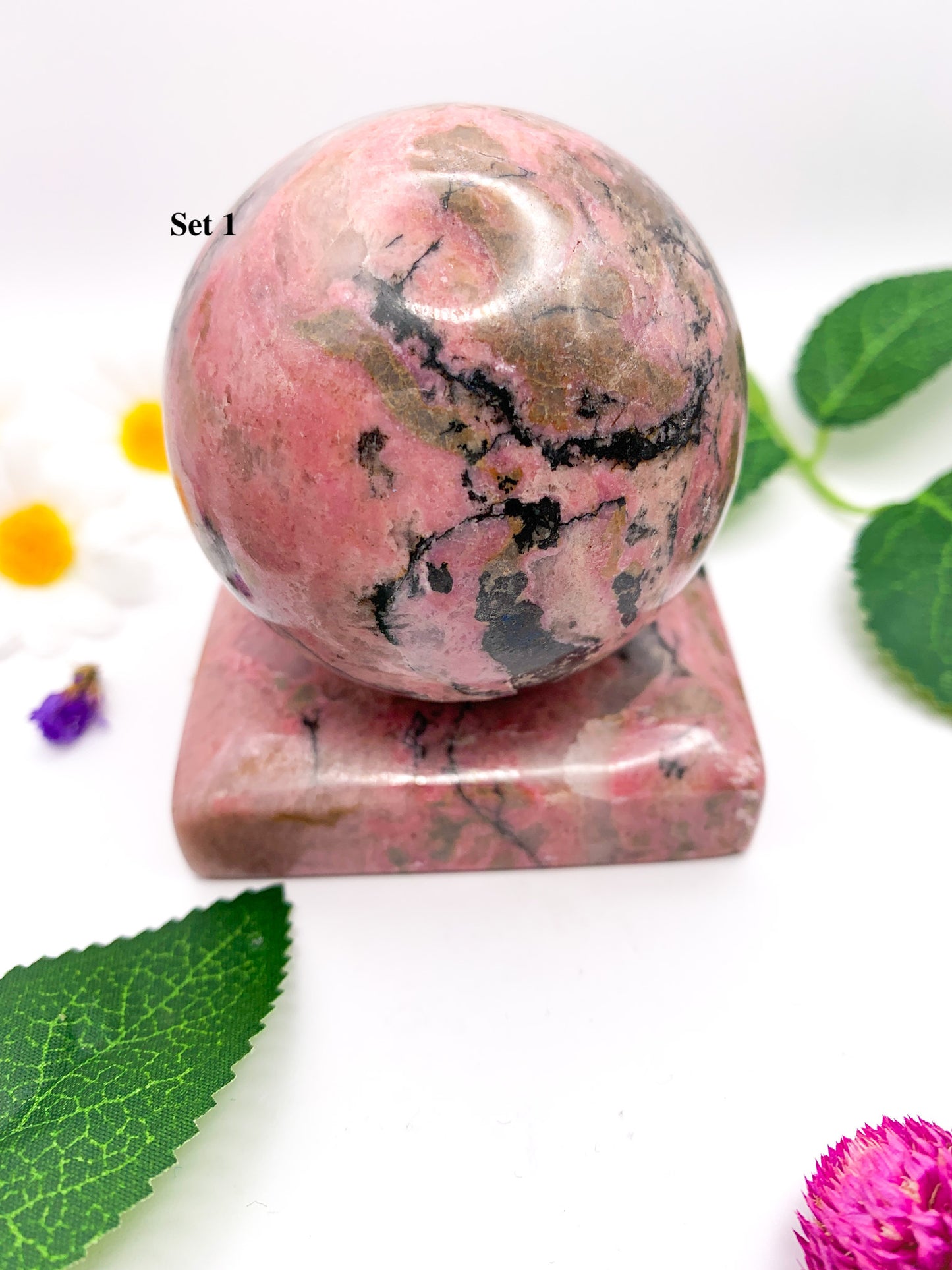 rhodonite sphere set