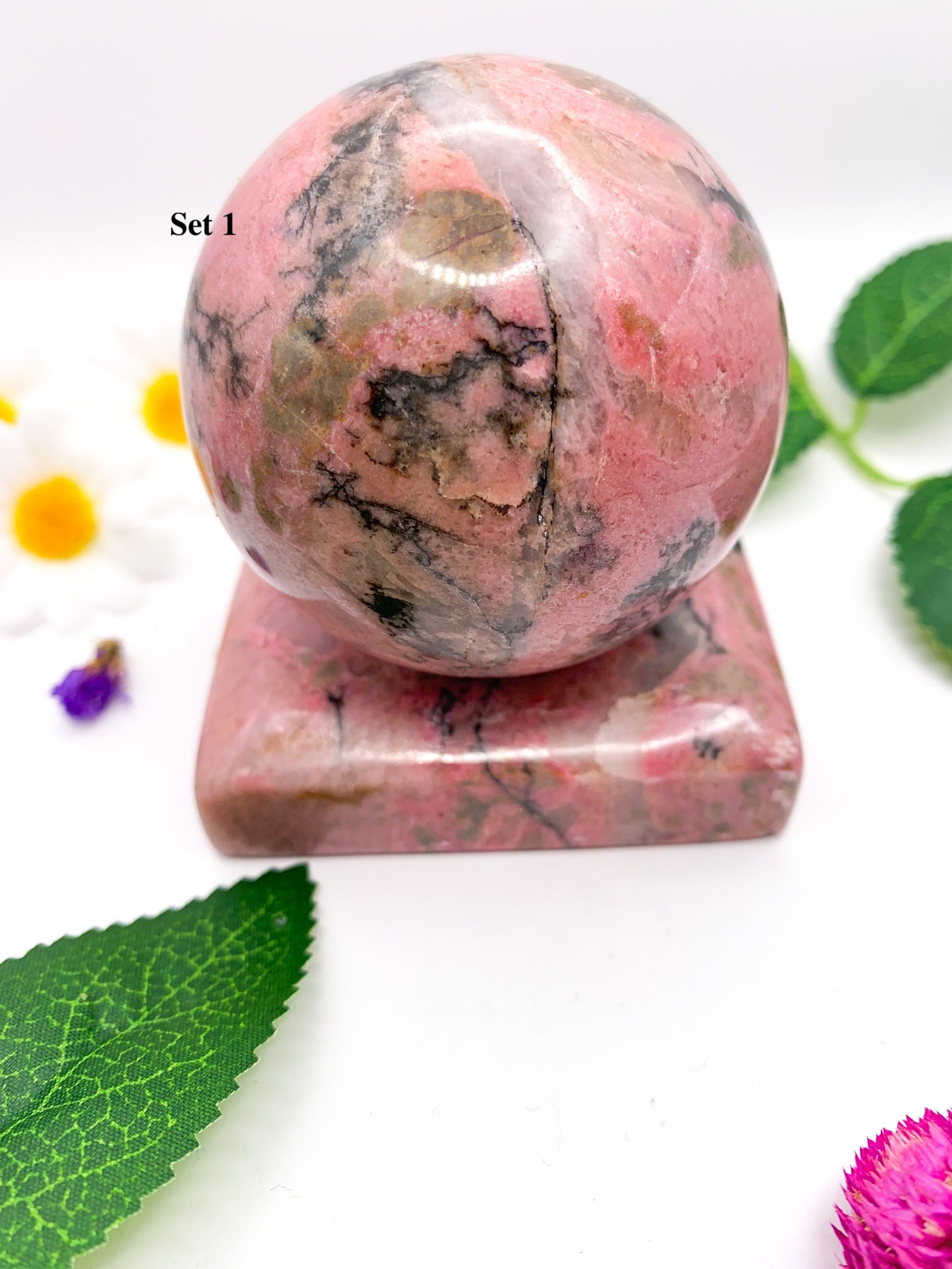 rhodonite sphere set