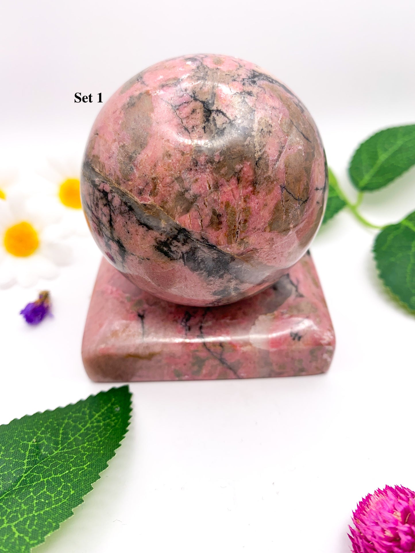 rhodonite sphere set