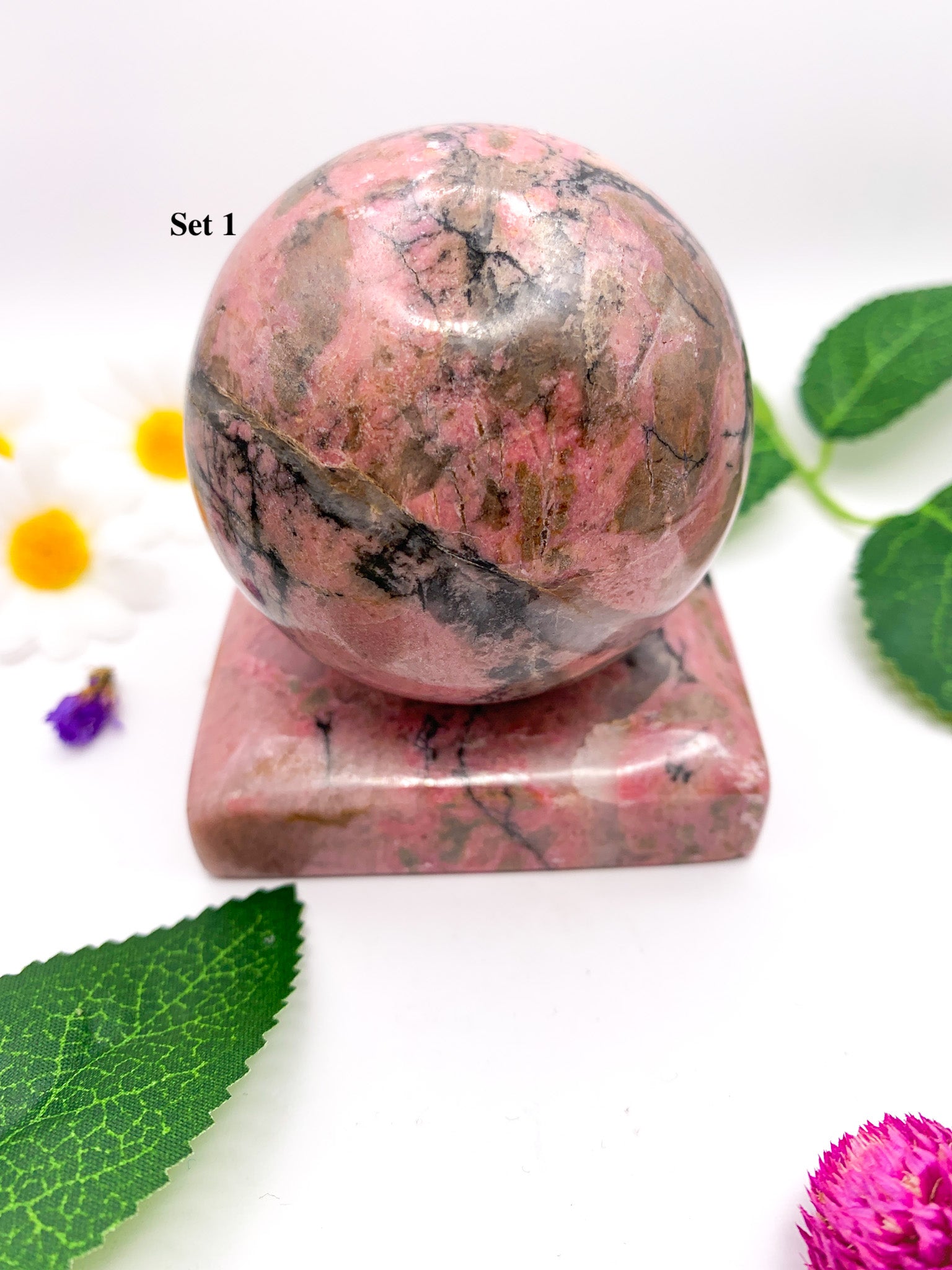 rhodonite sphere set