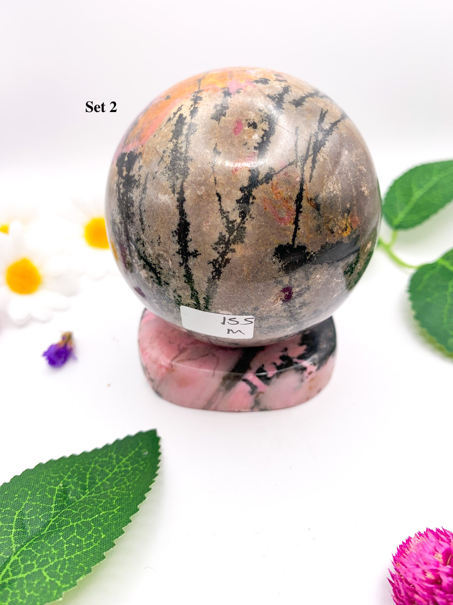 rhodonite sphere set