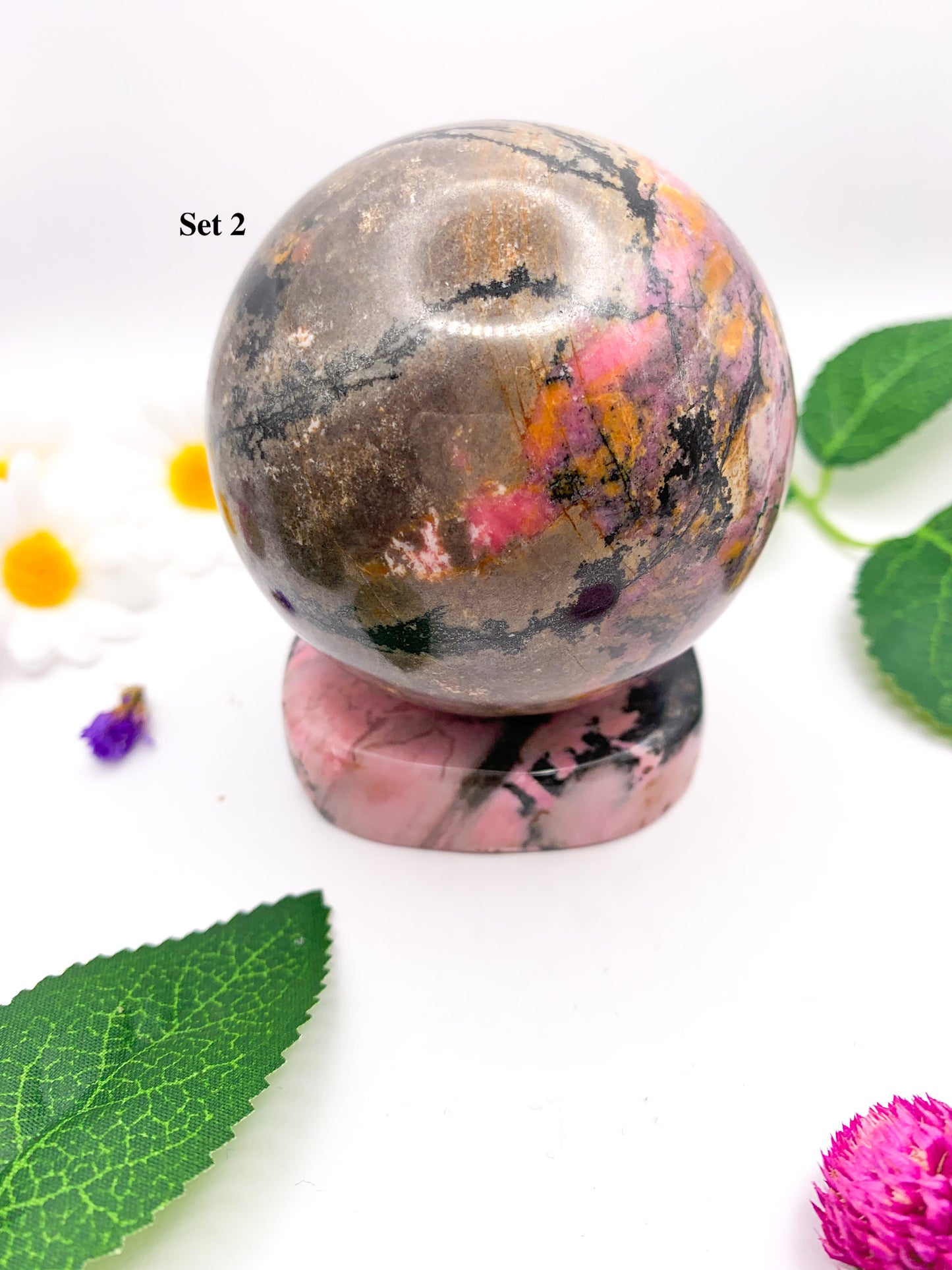 rhodonite sphere set