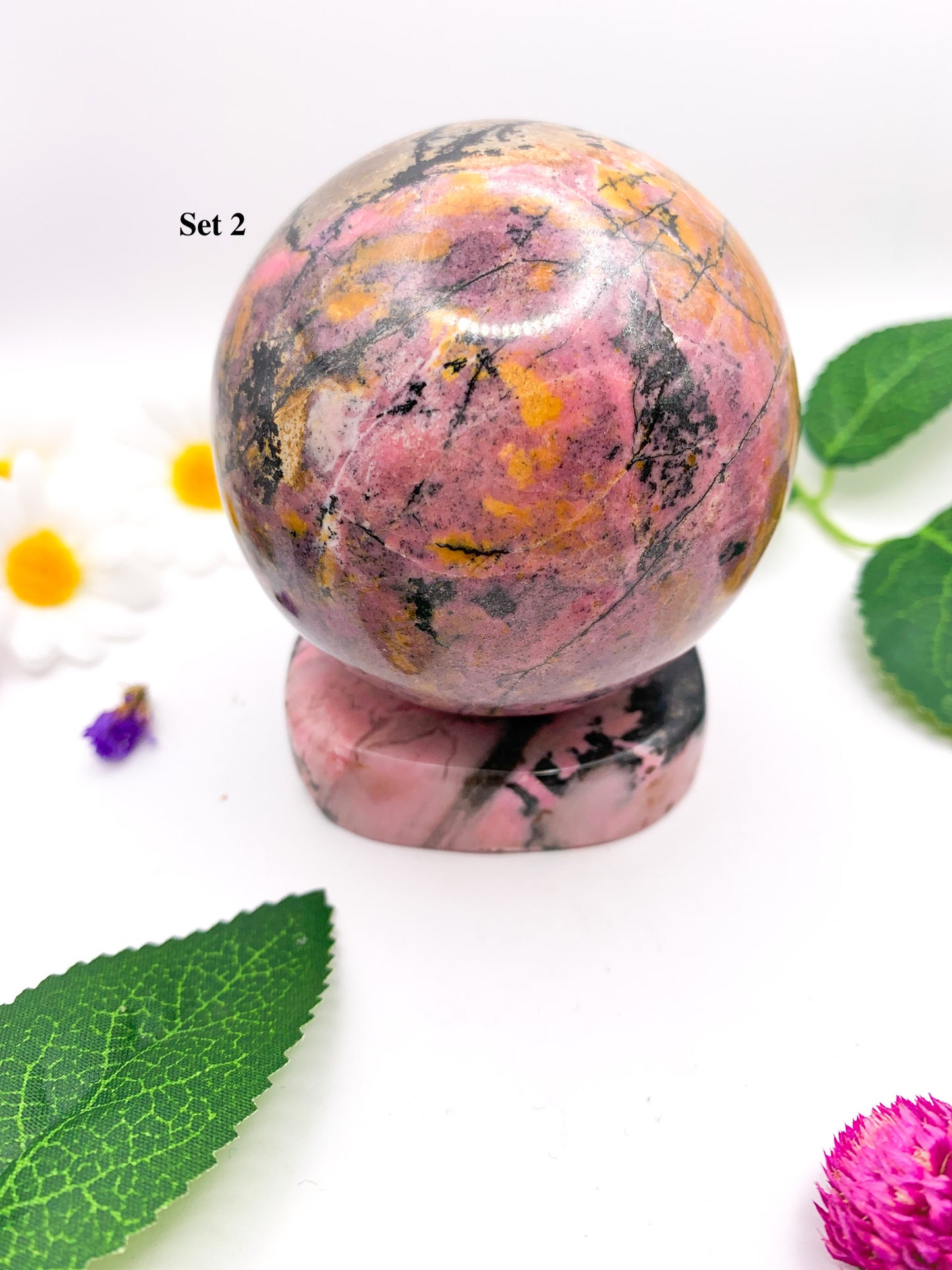 rhodonite sphere set