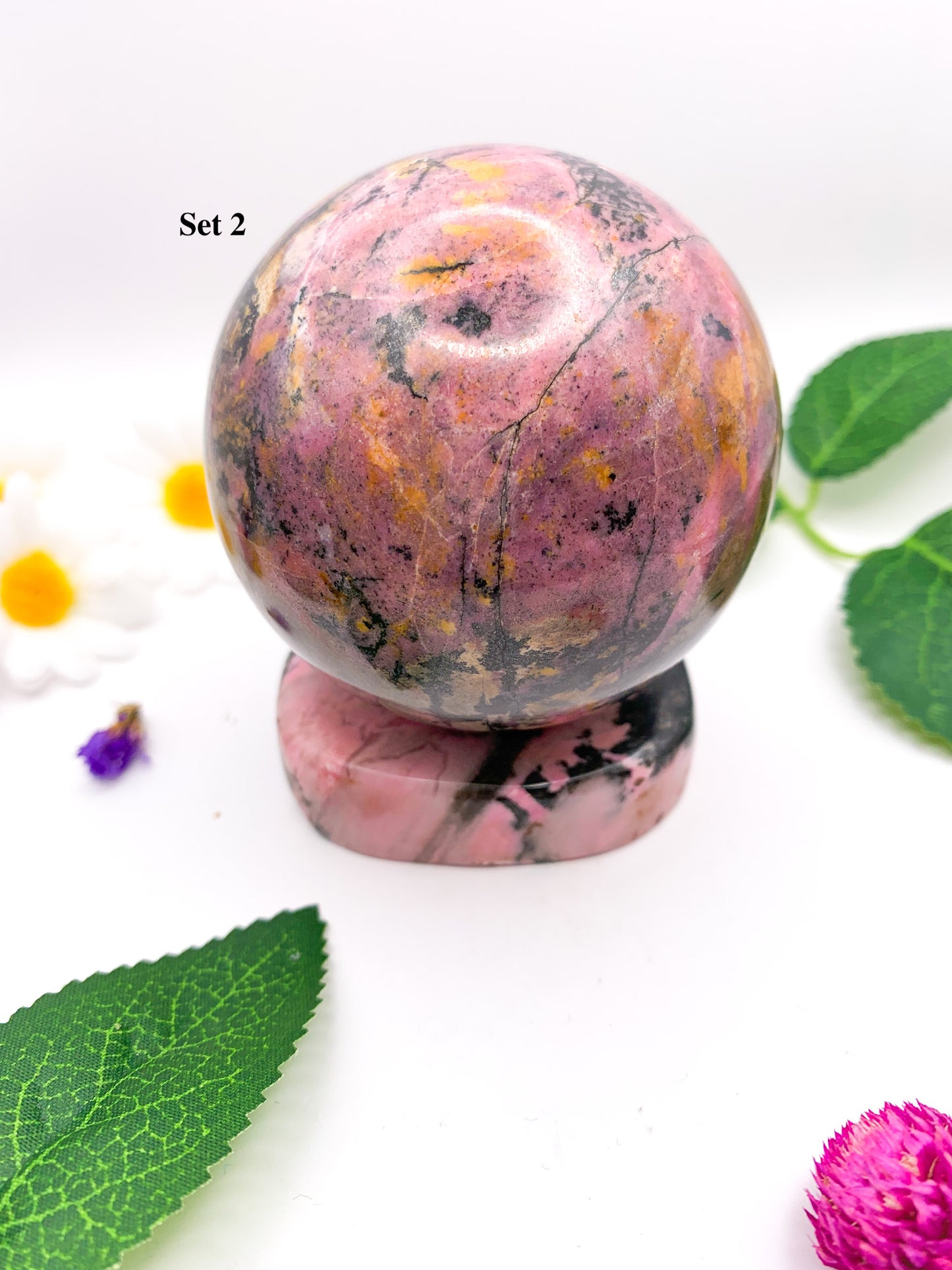 rhodonite sphere set