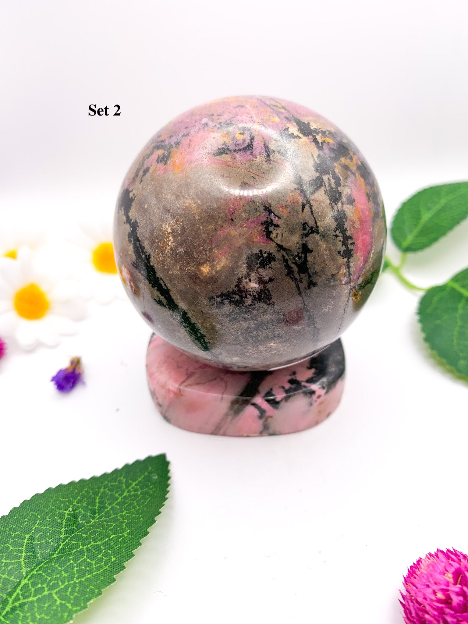 rhodonite sphere set