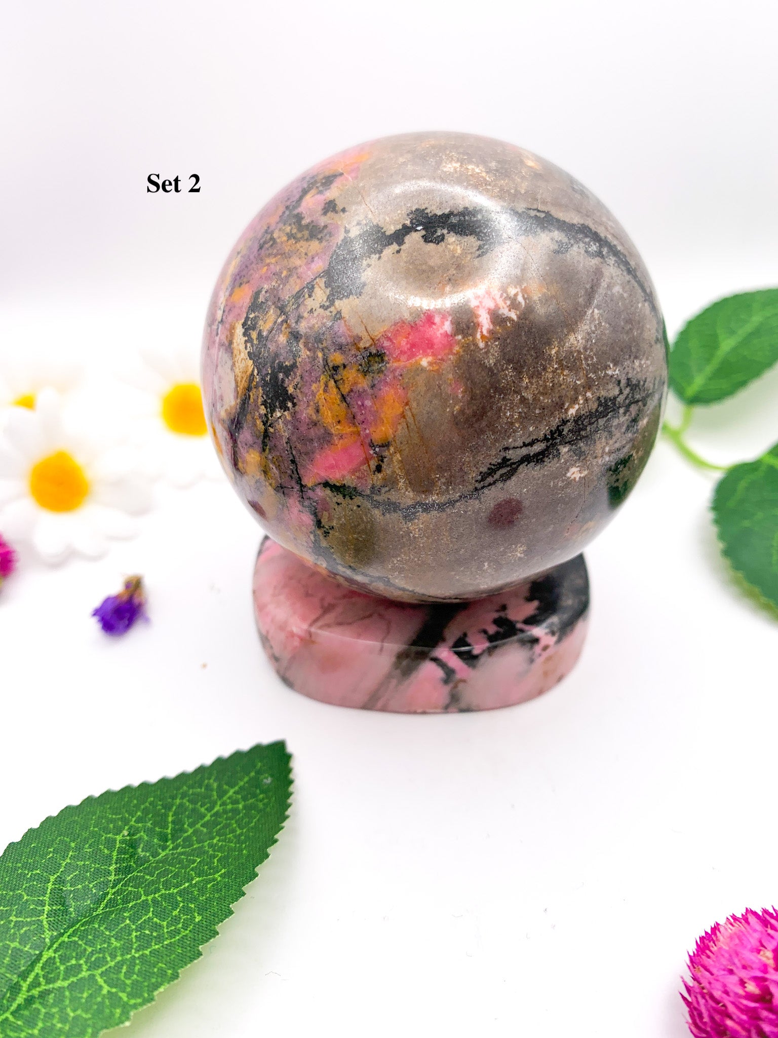 rhodonite sphere set