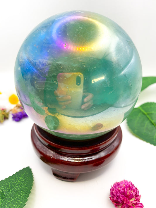 Aura Fluorite Sphere - Crystal Love Treasures