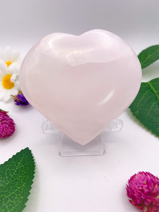 Pink Mangano Calcite Heart - Crystal Love Treasures