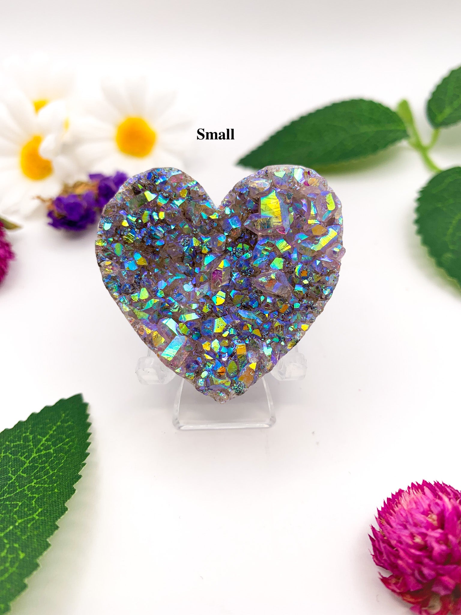 Aura Quartz Heart - Crystal Love Treasures