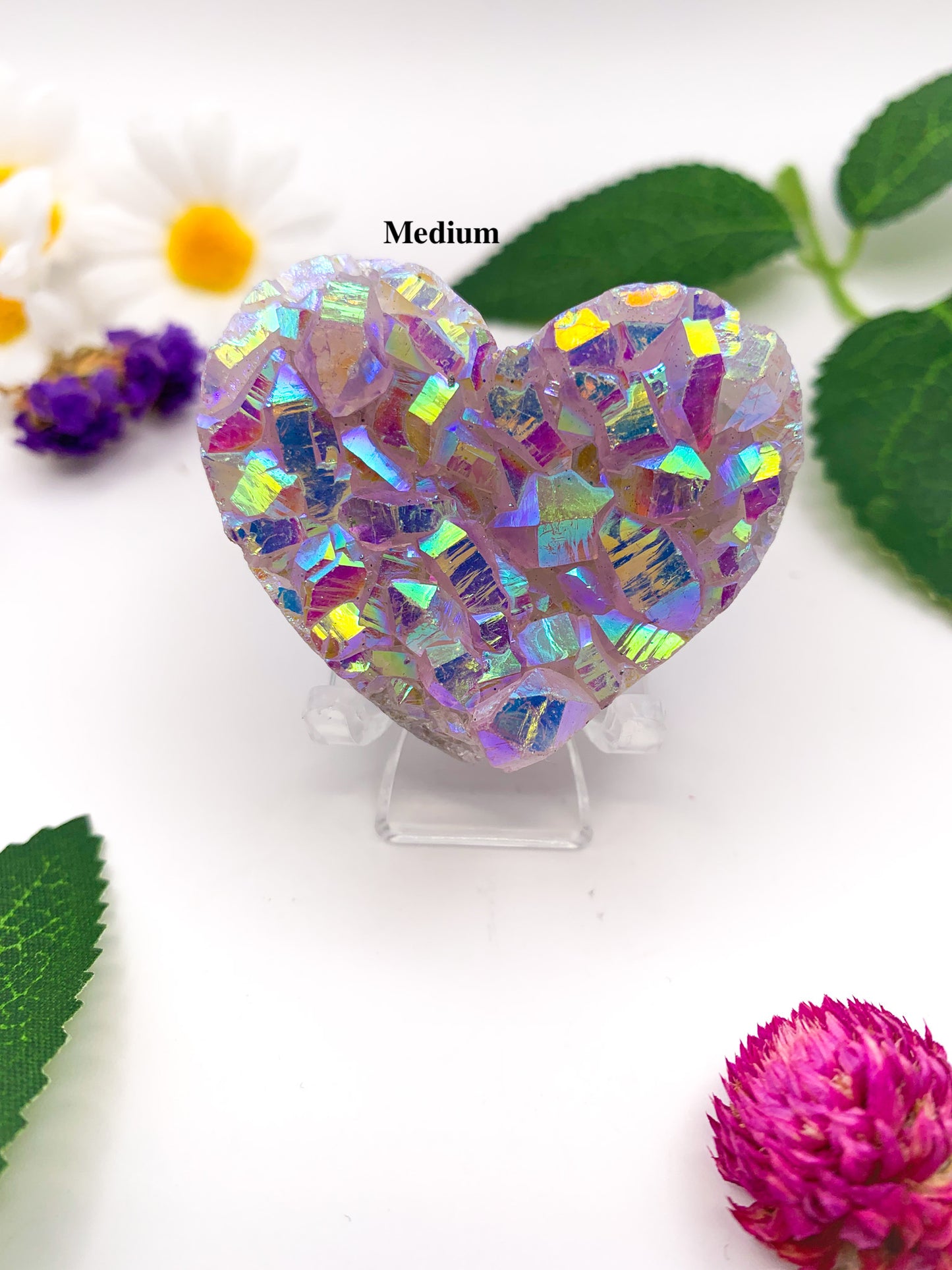 Aura Quartz Heart - Crystal Love Treasures