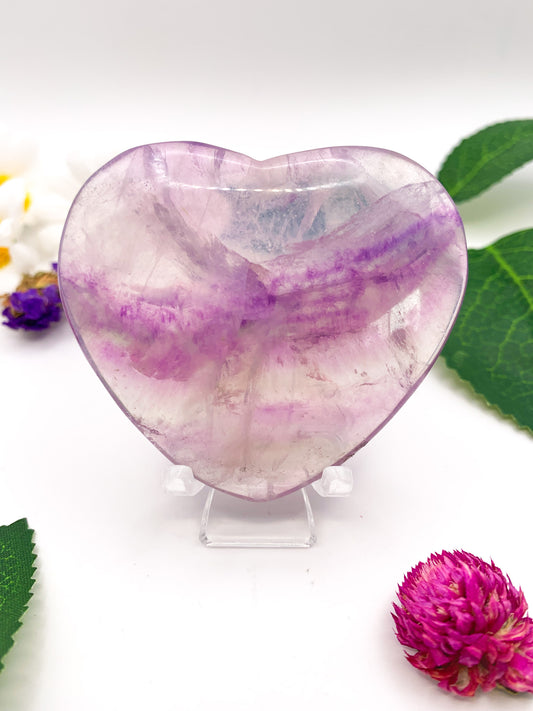 Rainbow Fluorite Heart - Crystal Love Treasures