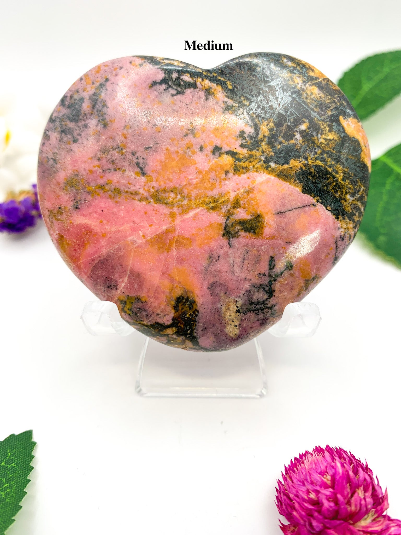 Rhodonite Heart - Crystal Love Treasures