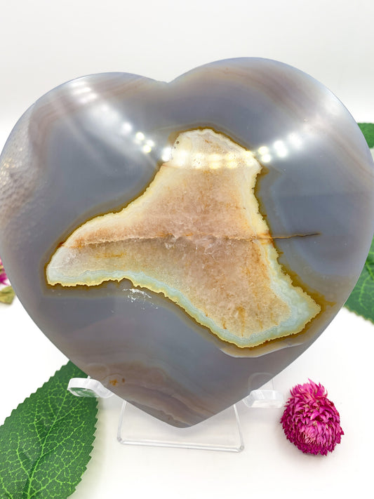 Agate Heart Slice - Crystal Love Treasures