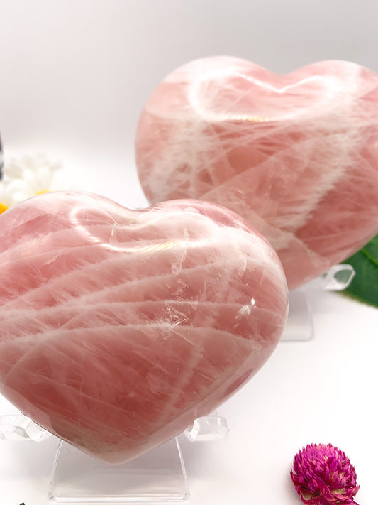 Rose Quartz Heart (white banding) - Crystal Love Treasures