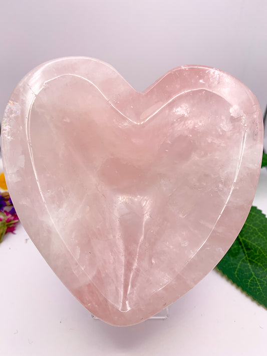 Rose Quartz Heart Bowl - Crystal Love Treasures