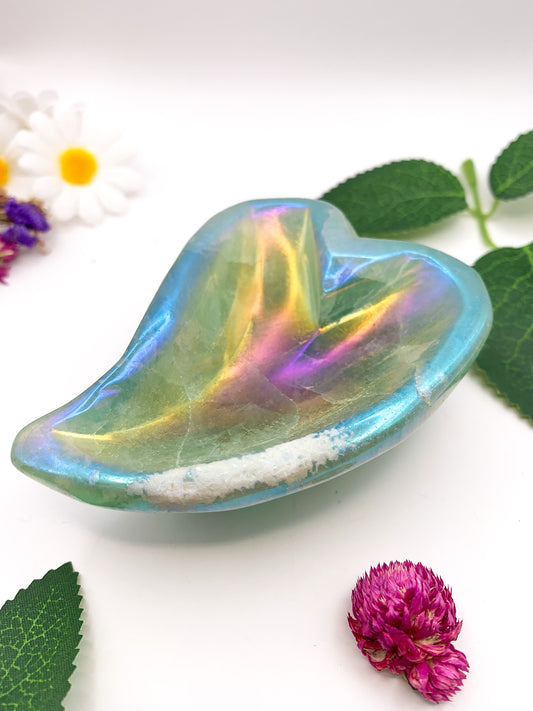 Aura Fluorite Heart Bowl - Crystal Love Treasures