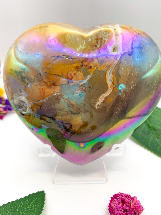 Aura Ibis Jasper Heart - Crystal Love Treasures