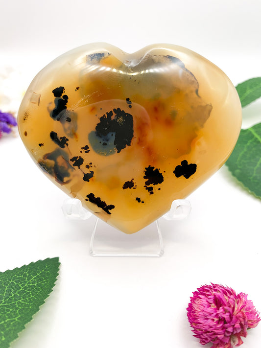 Dendritic Carnelian Heart - Crystal Love Treasures