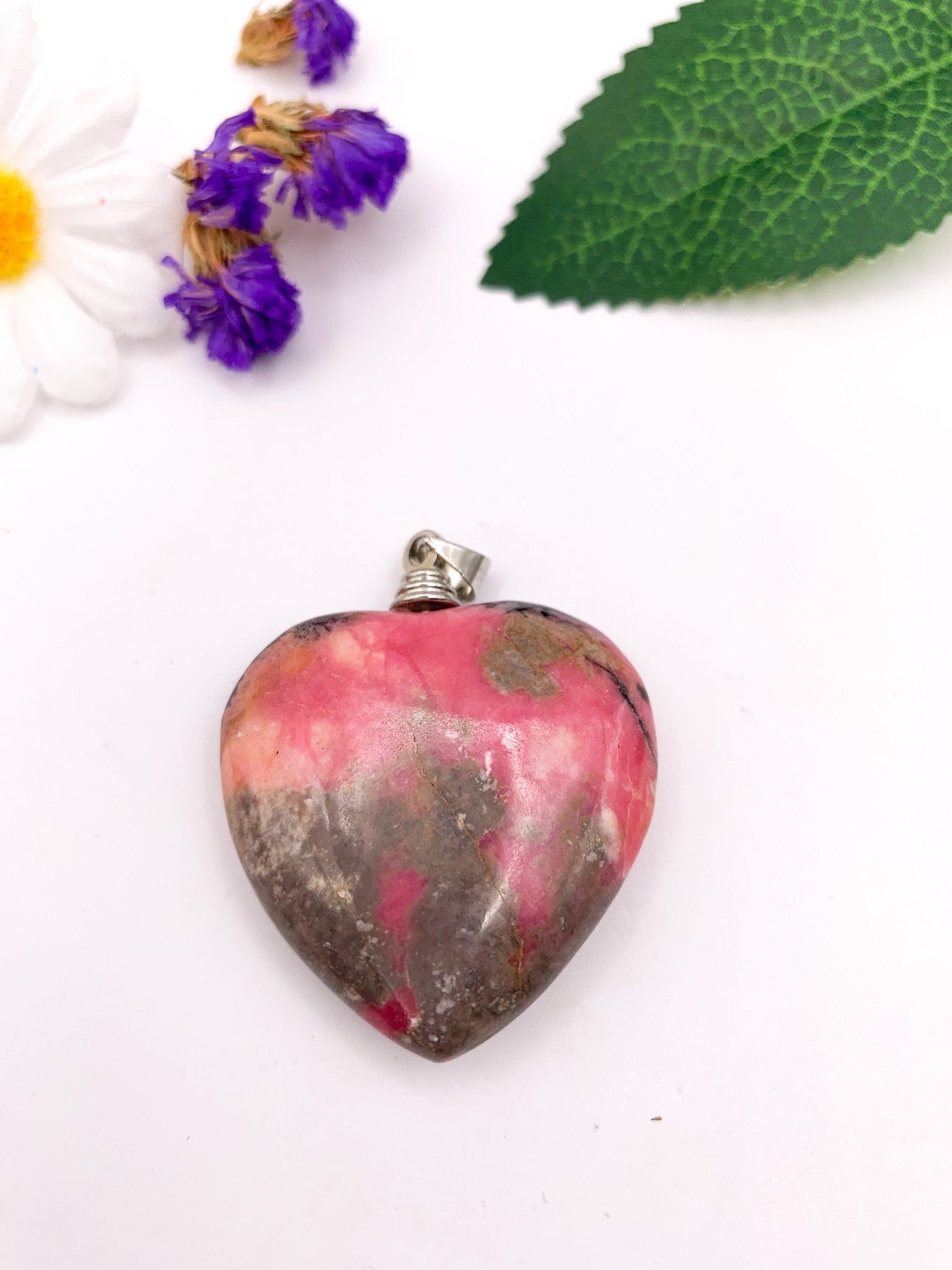 Rhodonite Heart Pendant - Crystal Love Treasures