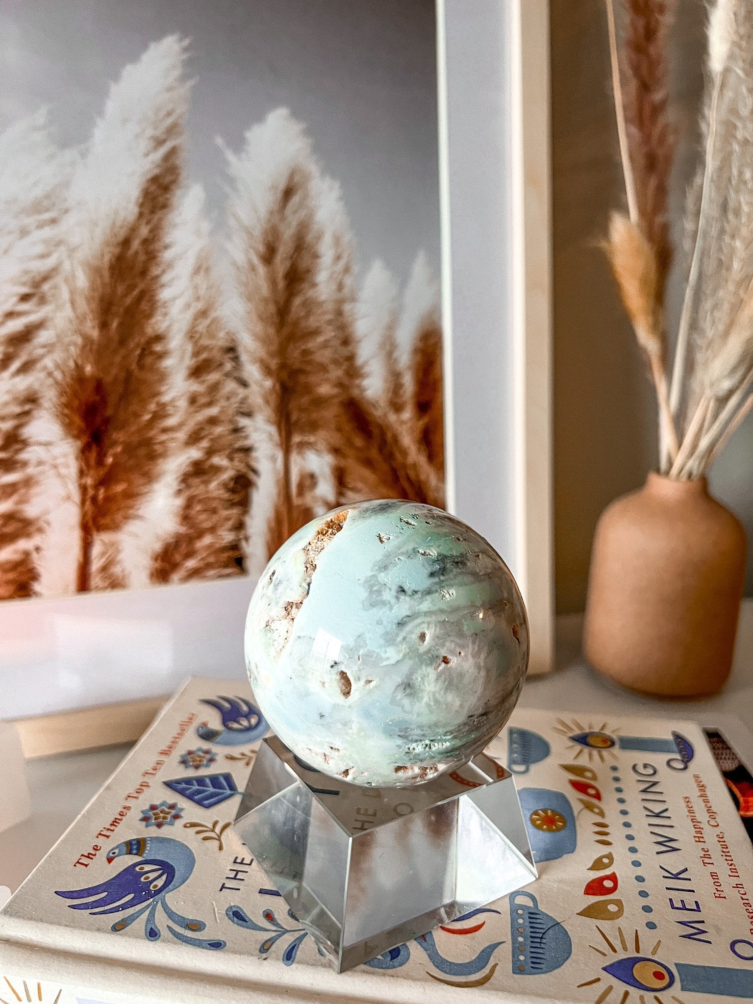 russian amazonite sphere on stand 