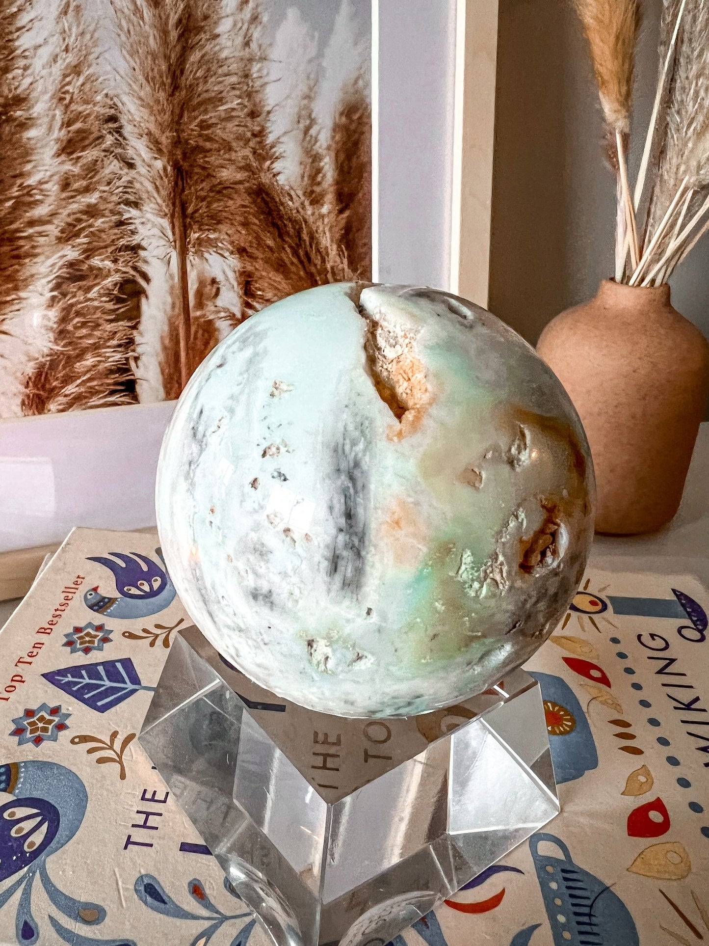 russian amazonite sphere on stand 