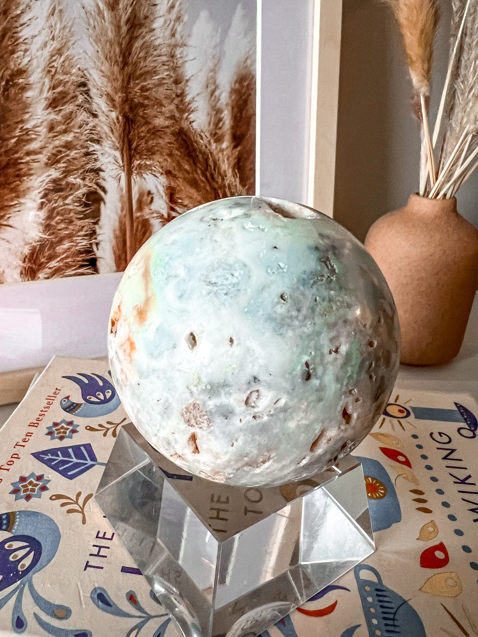 russian amazonite sphere on stand 