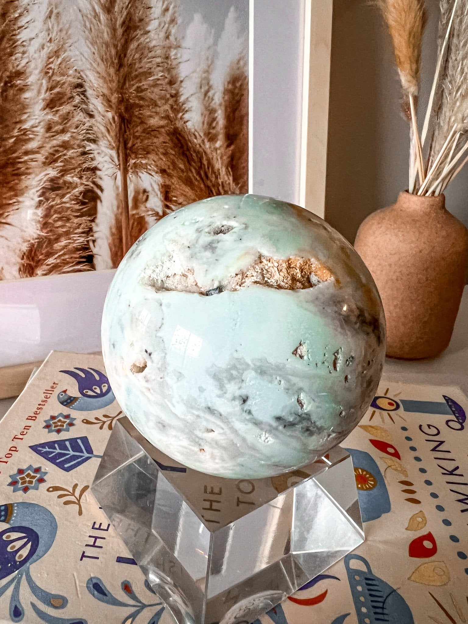 russian amazonite sphere on stand 