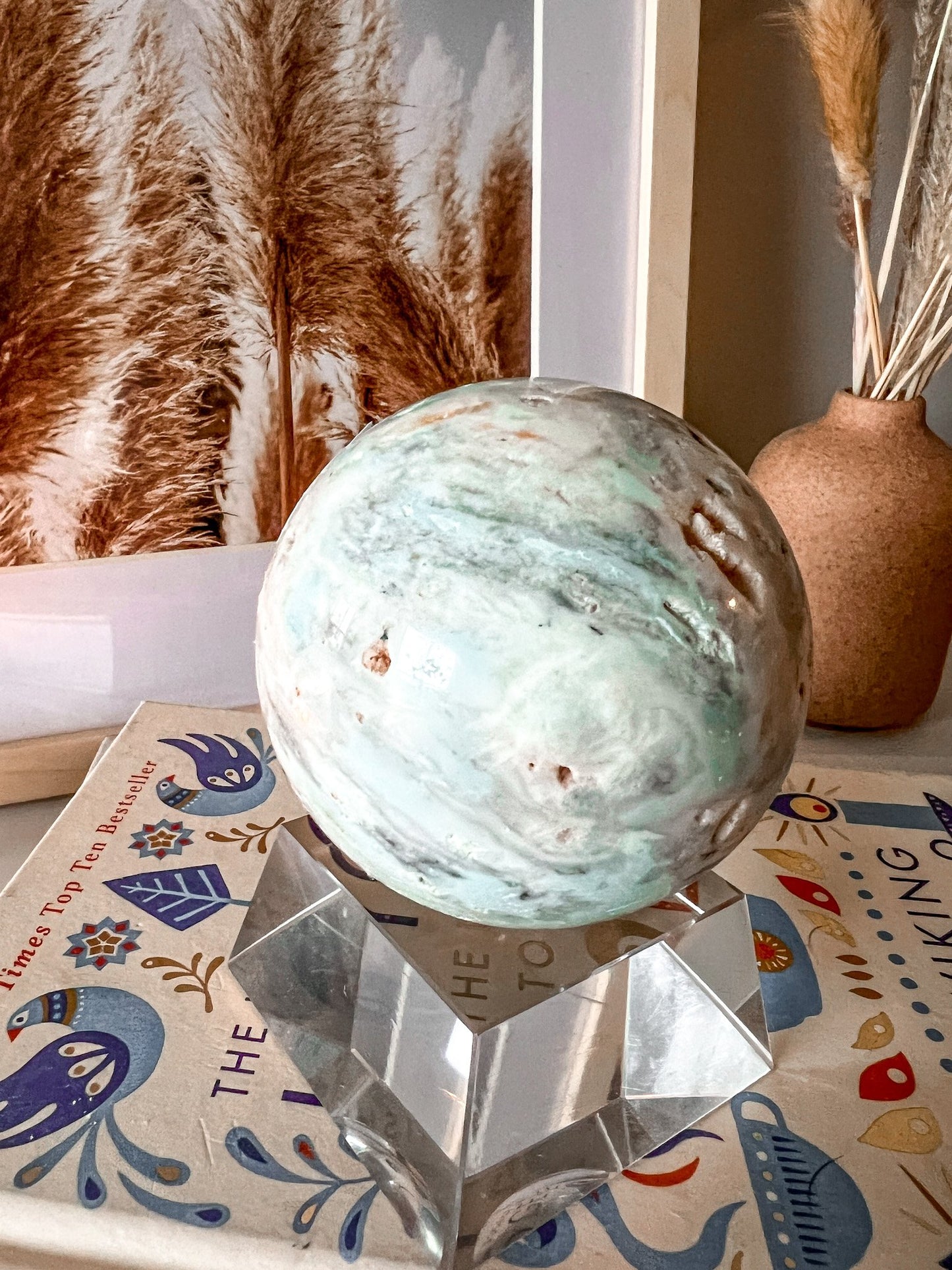 russian amazonite sphere on stand 