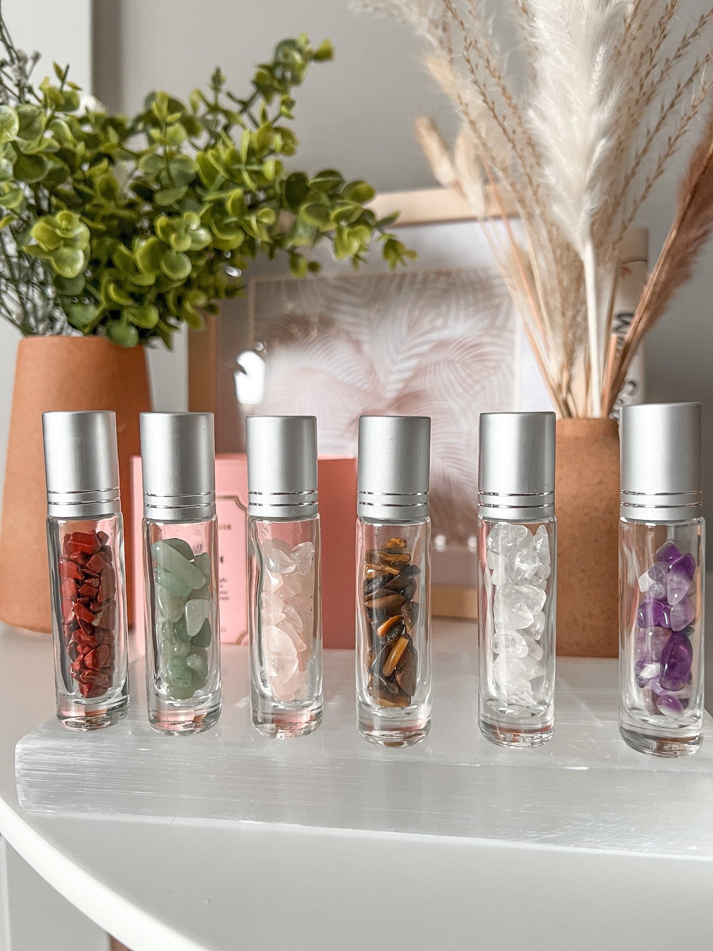 Natural Gemstone Essential Oil Roller Bottle Set