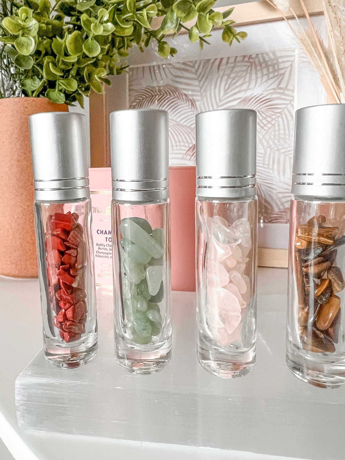 Natural Gemstone Essential Oil Roller Bottle Set