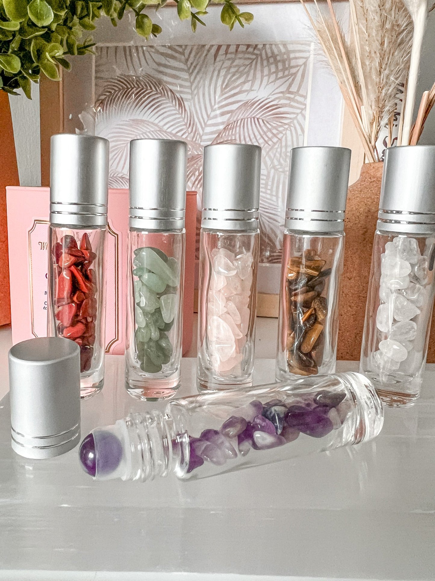 Natural Gemstone Essential Oil Roller Bottle Set